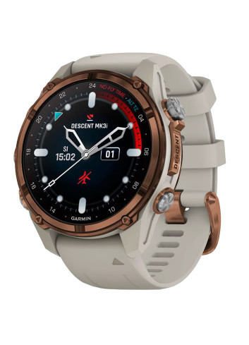 ORDINATEUR DESCENT™ Mk3i - 43 MM TITANIUM PVD BRONZE SANGLE SILICONE GRIS