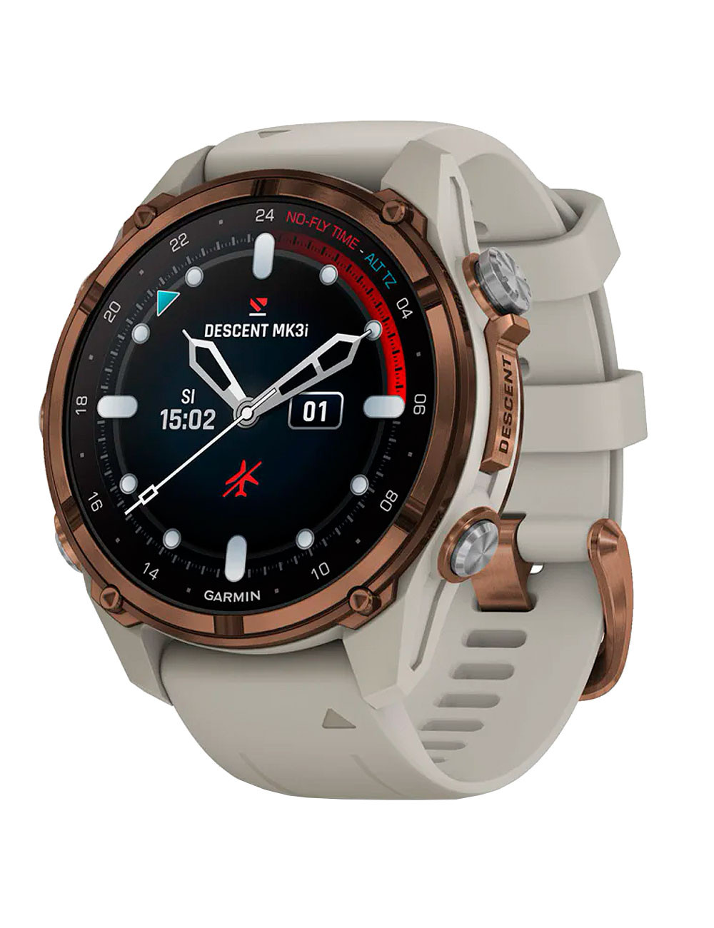 ORDENADOR GARMIN BUCEO DESCENT™ Mk3i 43 MM TITANIO RECUBRIMIENTO PVD BRONCE CORREA SILICONA GRIS
