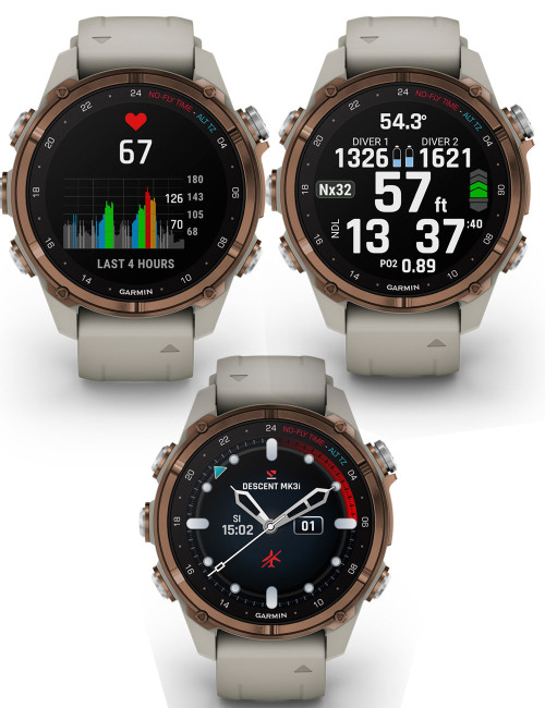 GARMIN DESCENT™ Mk3i COMPUTER 43 MM BRONZE TITANIUM PVD COATING GRAY SILICONE STRAP