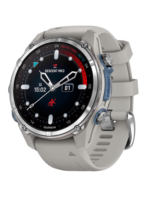 GARMIN DESCENT™ Mk3 COMPUTER 43 MM STAINLESS STEEL GRAY SILICONE STRAP