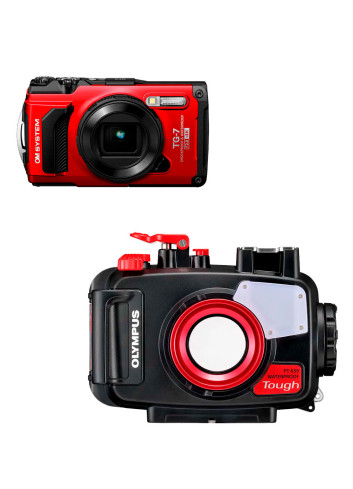 PACK CAMARA TOUGH TG-7 ROJA + CARCASA PT-059