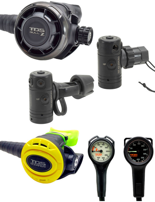 TDS GULL Z TEK REVERSIBLE SCUBA DIVING REGULATOR SET